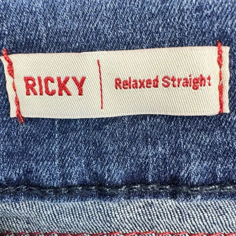 True Religion Ricky Jeans Men's 32 NWT Relaxed Straight Grgd Offset Blue Denim